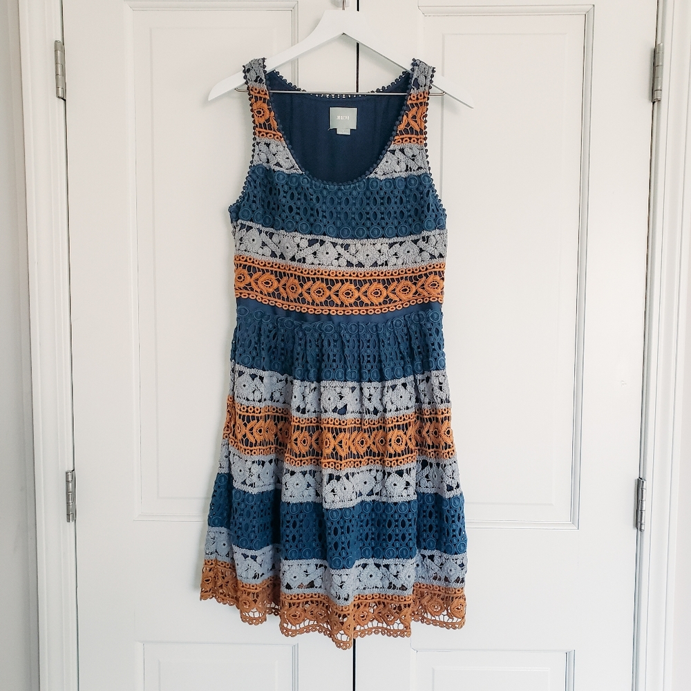 Anthropologie Maeve Crochet Striated Dress